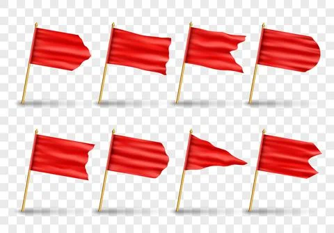 Vector set of realistic isolated red flags. Realistic vector illustration iso Stock Illustration