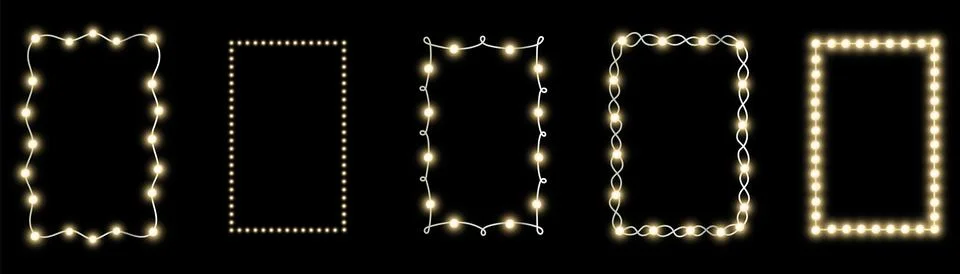 Vector set of realistic isolated retro rectangle neon marquee billboard for d Stock Illustration