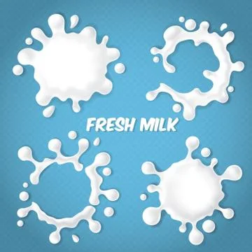 Vector set of realistic milk or yogurt splashes Stock-Illustration