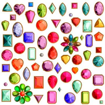 Vector Set of realistic precious stones jewels Stock Illustration