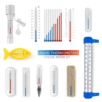 Vector set realistic thermometer isolated on white Stock Illustration