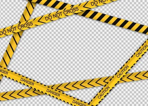 Vector set of realistic warning tapes with text and striped patterns, including Stock Illustration