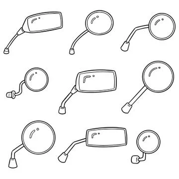 Vector set of rear view mirror Stock Illustration