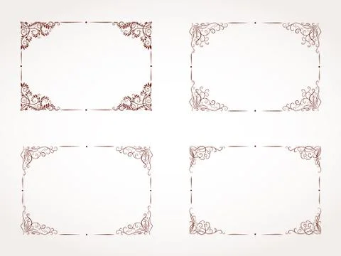 Vector set of rectangular ornamental frame. Illustrazione stock