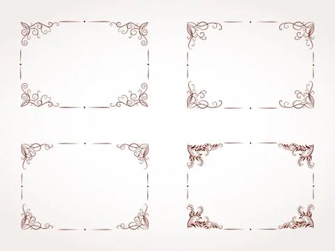 Vector set of rectangular ornamental frame. Illustrazione stock