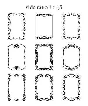 Vector set of rectangular outline frames isolated on white background Stockillustratie