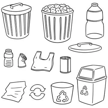Vector set of recycle garbage Stock Illustration