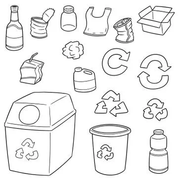 Vector set of recycle garbage Stock Illustration