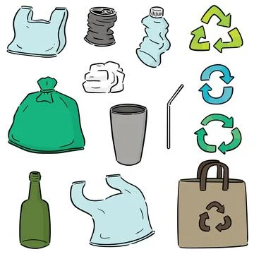 Vector set of recycle item Stock Illustration