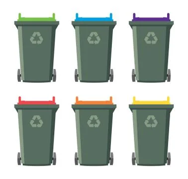 Vector set of recycling wheelie bin icons Illustrazione stock