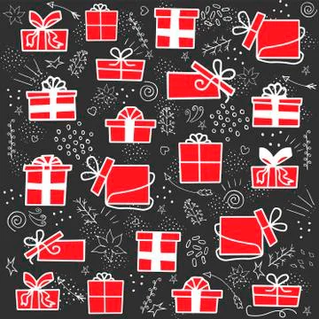 Vector set of red and white elements on a dark background for the holidays wi Illustrazione stock