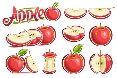 Vector set of Red Apples Stock Illustration