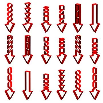 Vector set of red arrows Illustrazione stock