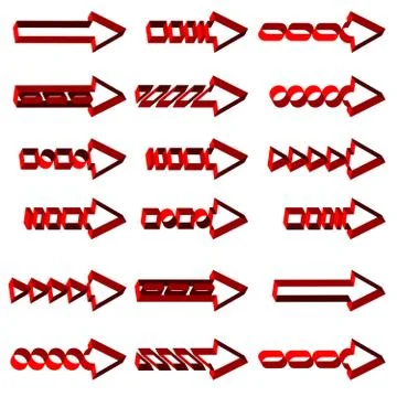 Vector set of red arrows Illustrazione stock