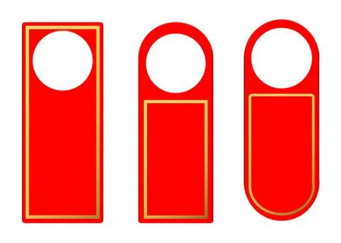 Vector Set of Red Blank Paper Plastic Door Handle Lock Hangers Stock Illustration