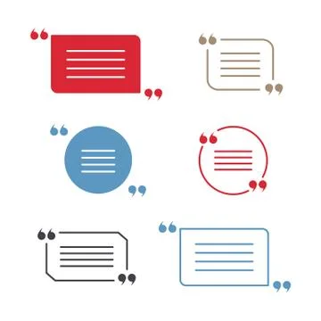 Vector set of red, blue, grey  quotation marks isolated on white Stock Illustration