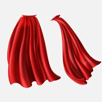 Vector set of red cloaks, flowing silk fabrics Stock-Illustration