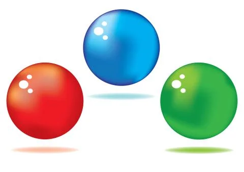 Vector set of red, green and blue colored shiny spheres Illustration