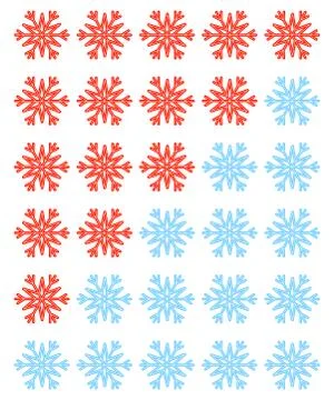 Vector set of red rating snowflakes over white. Stock Illustration