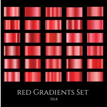 Vector set of red silk gradients. Collection of design gradation swatches Stock Illustration