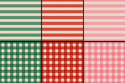 Vector set of retro classic geometric patterns for Christmas and New year. .. Stock Illustration
