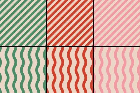 Vector set of retro classic geometric patterns for Christmas and New year. .. 스톡 일러스트