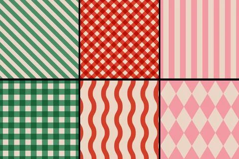 Vector set of retro classic geometric patterns for Christmas and New year. .. Stockillustratie