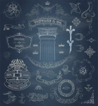 Vector. Set of retro elements Stock Illustration