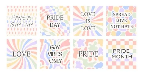 Vector set of retro greeting cards for LGBTQ Pride Stock Illustration