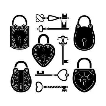 Vector set with retro keys and locks. Stock-Illustration