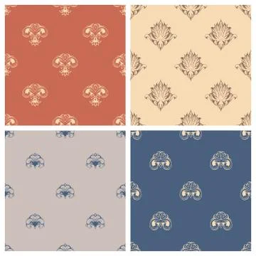 Vector set of retro seamless patterns. Stock Illustration