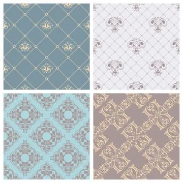 Vector set of retro seamless patterns. Stock Illustration