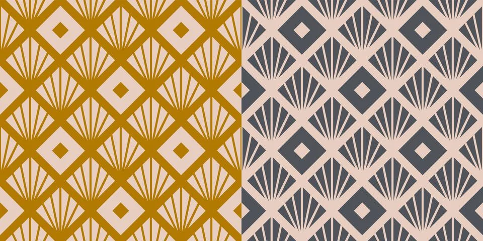 Vector set retro simple geometric seamless patterns in retro style. Vintage.. イラスト素材