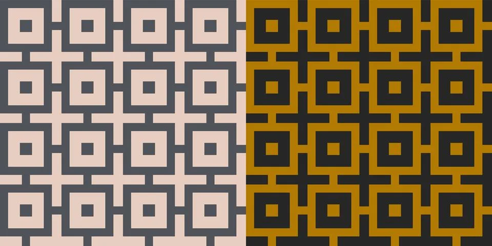 Vector set retro simple geometric seamless patterns in retro style. Vintage.. 스톡 일러스트