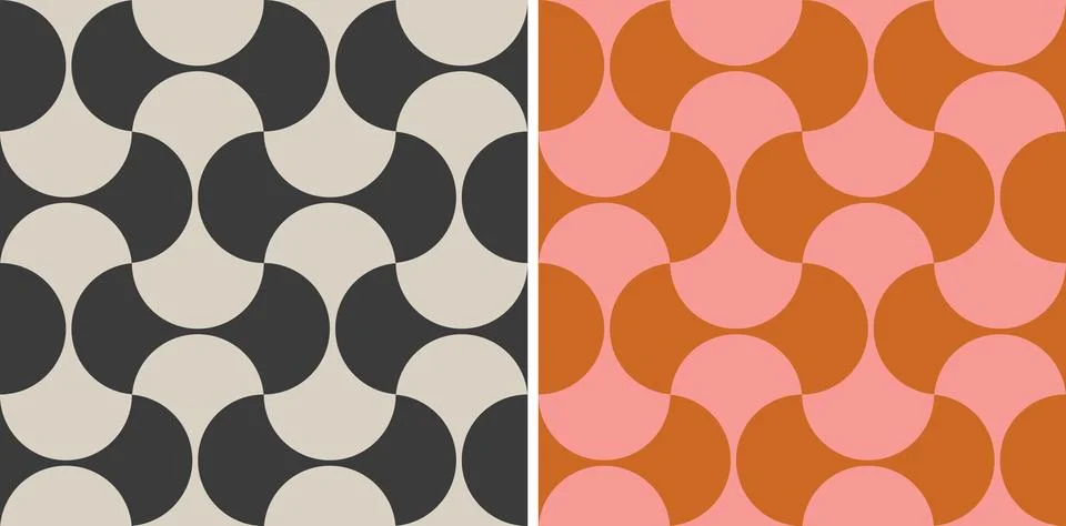 Vector set retro simple geometric seamless patterns in retro style. Vintage.. Stock Illustration