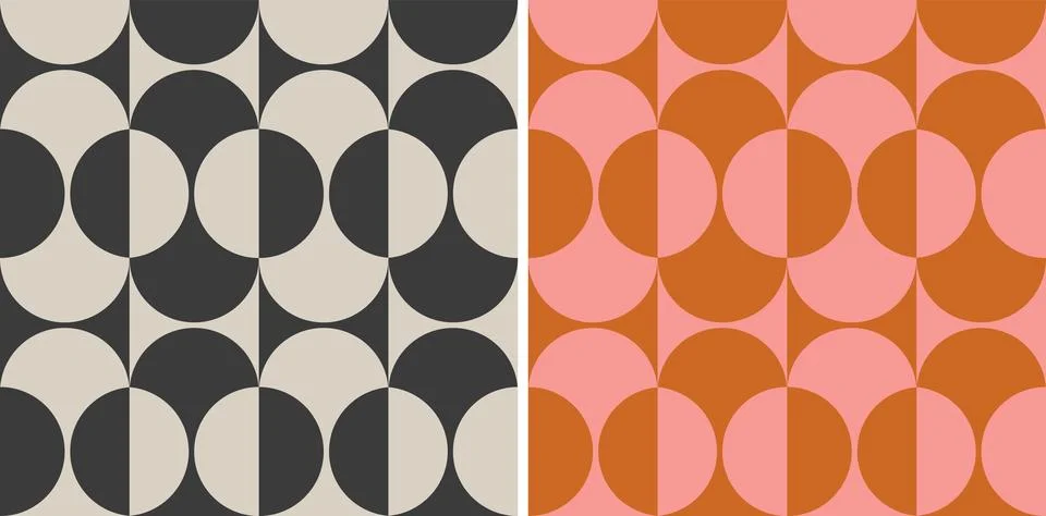 Vector set retro simple geometric seamless patterns in retro style. Vintage.. 스톡 일러스트