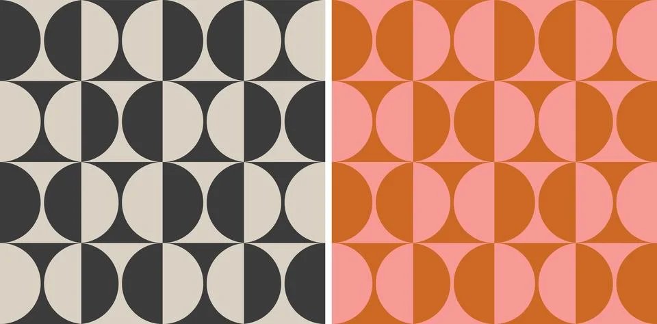 Vector set retro simple geometric seamless patterns in retro style. Vintage.. 스톡 일러스트