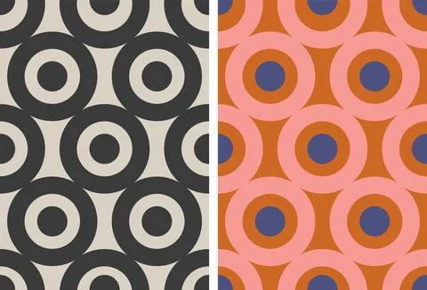 Vector set retro simple geometric seamless patterns in retro style. Vintage.. イラスト素材