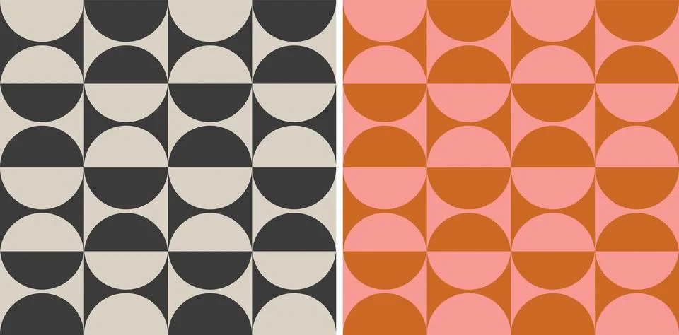 Vector set retro simple geometric seamless patterns in retro style. Vintage.. Stock Illustration