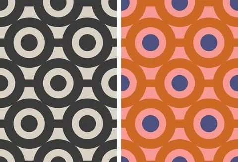 Vector set retro simple geometric seamless patterns in retro style. Vintage.. イラスト素材