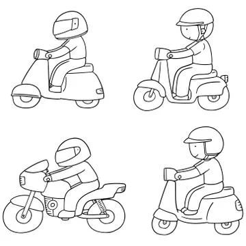 Vector set of riding motorcycle Stock Illustration