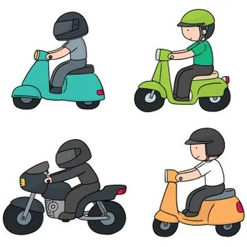 Vector set of riding motorcycle Stock Illustration