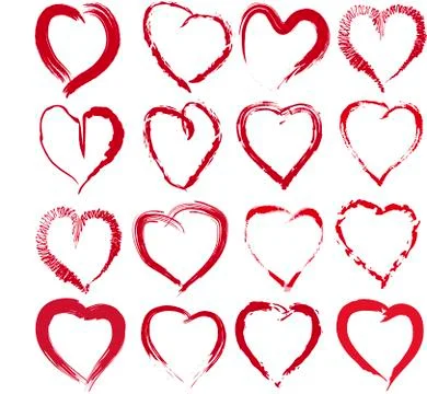 Vector set risavanyh hearts Stock Illustration