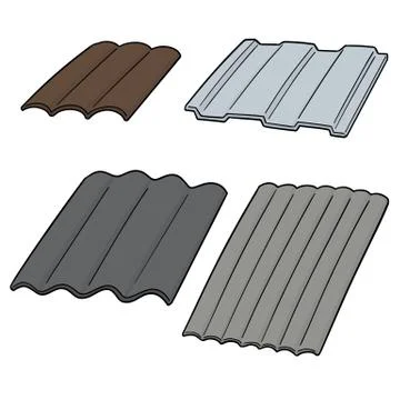Vector set of roof tile Stock Illustration