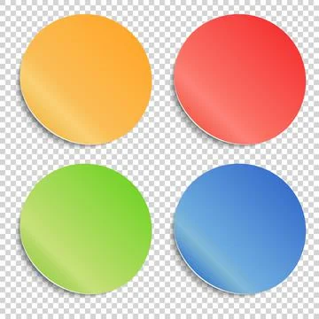 Vector set of round adhesive stickers with a folded edges. Blank templates of Stock-Illustration
