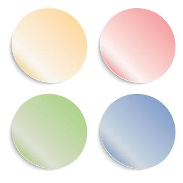 Vector set of round adhesive stickers with a folded edges. Blank templates of Stock-Illustration