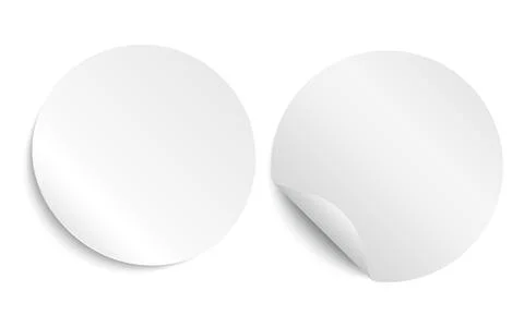 Vector set of round adhesive stickers with a folded edges. Blank templates of Stock-Illustration