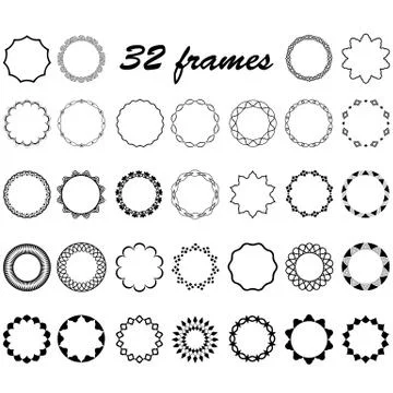 Vector set of round and circular empty frames for decoration of text Stock Illustration
