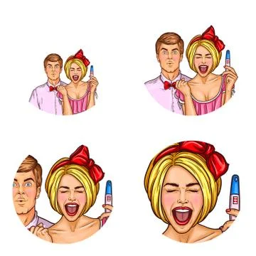 Vector set of round avatars isolated on background Stock Illustration