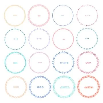 Vector Set Of Round Frames For Decoration. Line Heart Handmade Vector Illustrati Stock Illustration